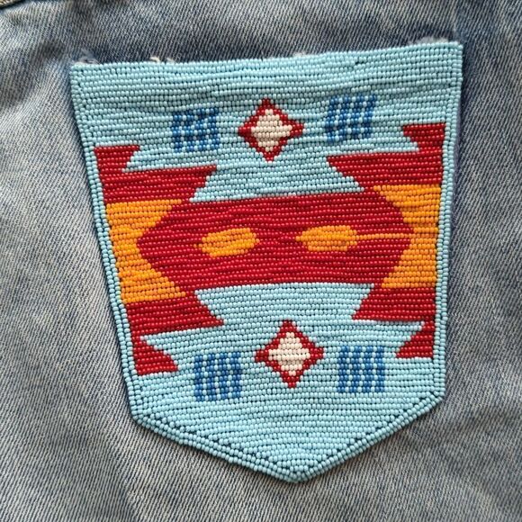 ALANUI Jeans Straight Leg Denim Beaded Size 29 - Picture 4 of 10